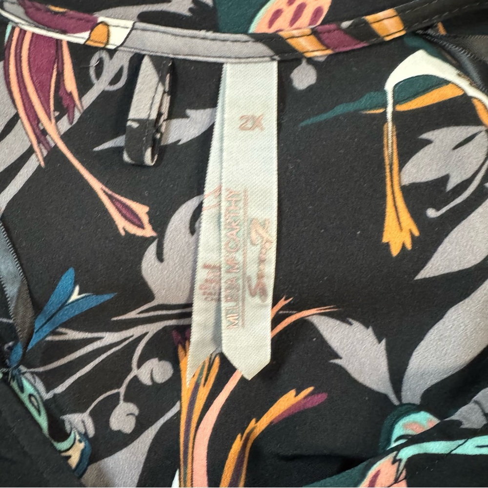 Melissa McCarthy Seven 7 High Low Tunic Shirt Long Sleeve Birds Size 2X Swallows - Picture 11 of 14